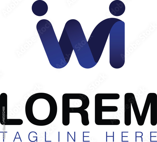 wi letters 3d effect logo