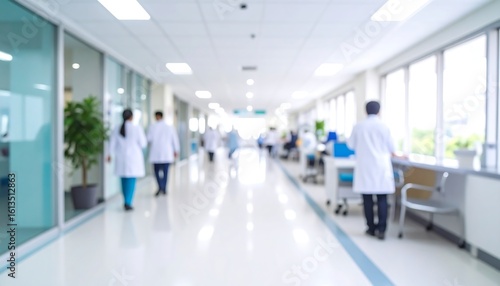 Blurred hospital hallway