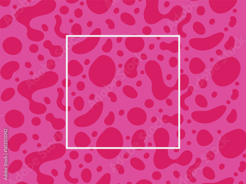 A vibrant pink background featuring a repeating pattern of organic, blob-like shapes.
