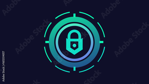 Sci Fi Circle Lock Symbol with Neon Effect