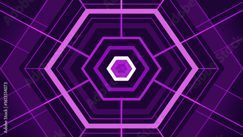 Violet Glowing Hex Pattern with Radial Symmetry