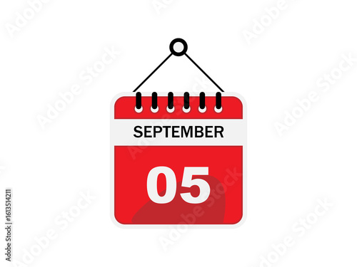 A simple, flat design icon of a calendar, displaying the date September 5th.