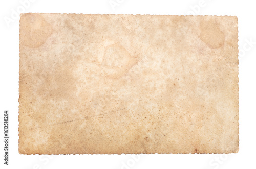 Texture old paper with traces of scuffs and stains. Isolated on white.