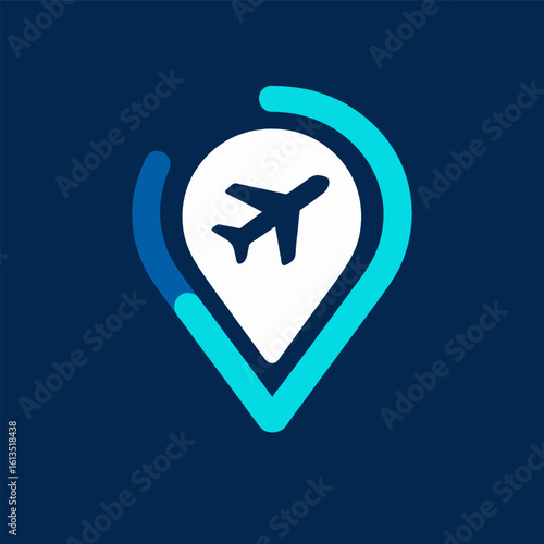 flight location pin icon vector 