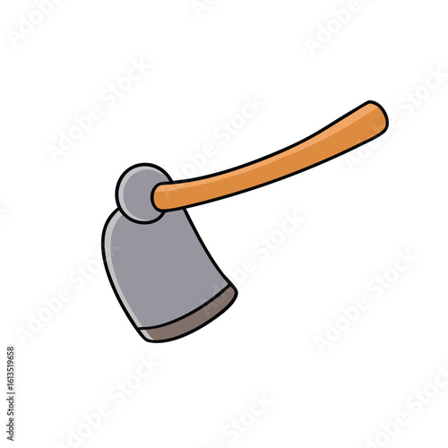 Grey metal hoe with orange handle tool gardening