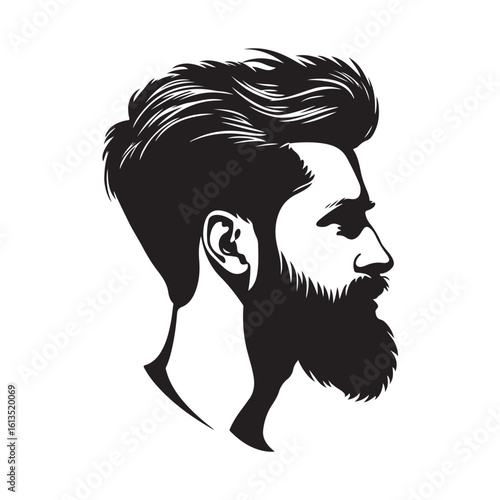 male haircut and beard silhouette