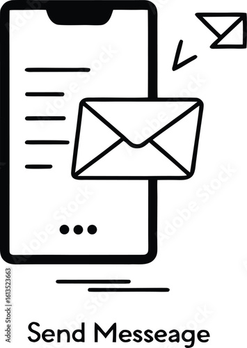 Smartphone sending envelope vector illustration message communication