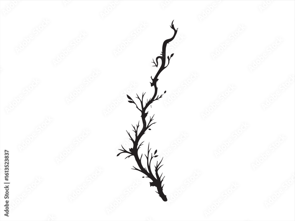 Fototapeta premium Minimal Tree Branch Illustration – Curved Botanical Line Art