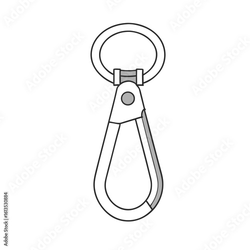 Silver metal clip with ring and swivel hook vector illustration