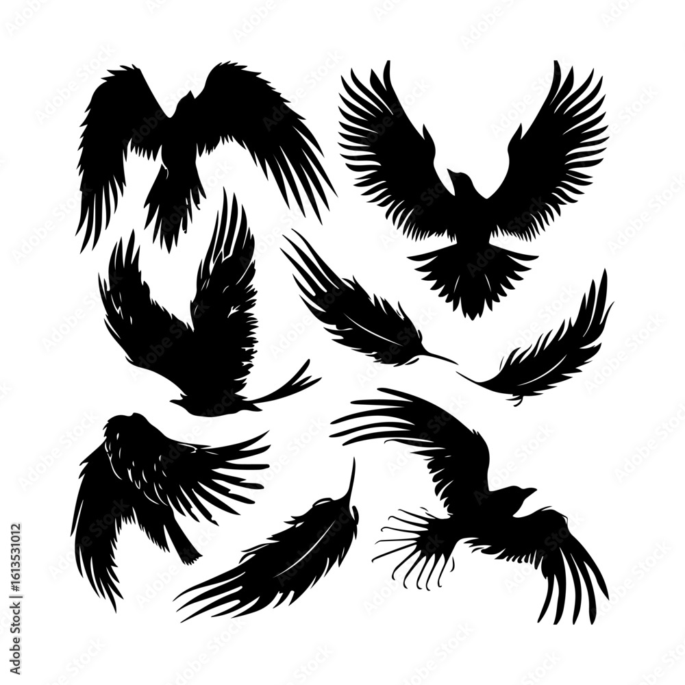 Obraz premium Wing Silhouette Vector Clipart Collection