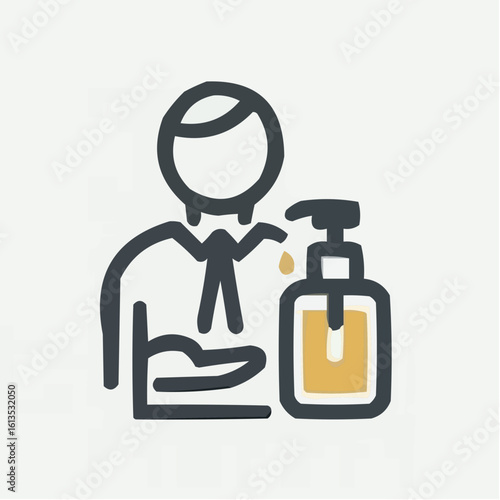 Businessman using hand sanitizer in office illustration, dentistry