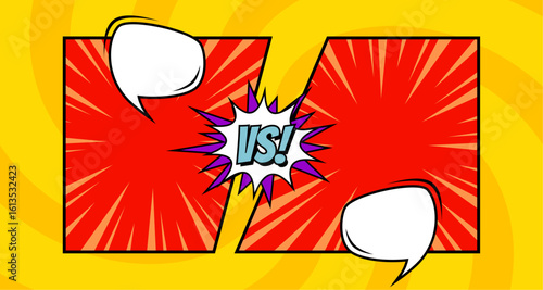 Comic versus background. pop art cartoon print. vector illustration. with speech bubble