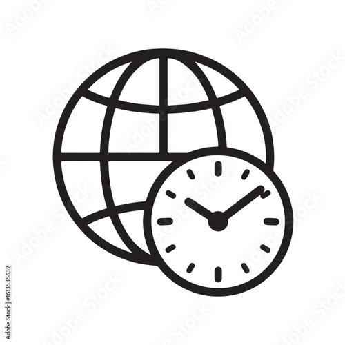 Time zone silhouette vector icon, symbol on white background