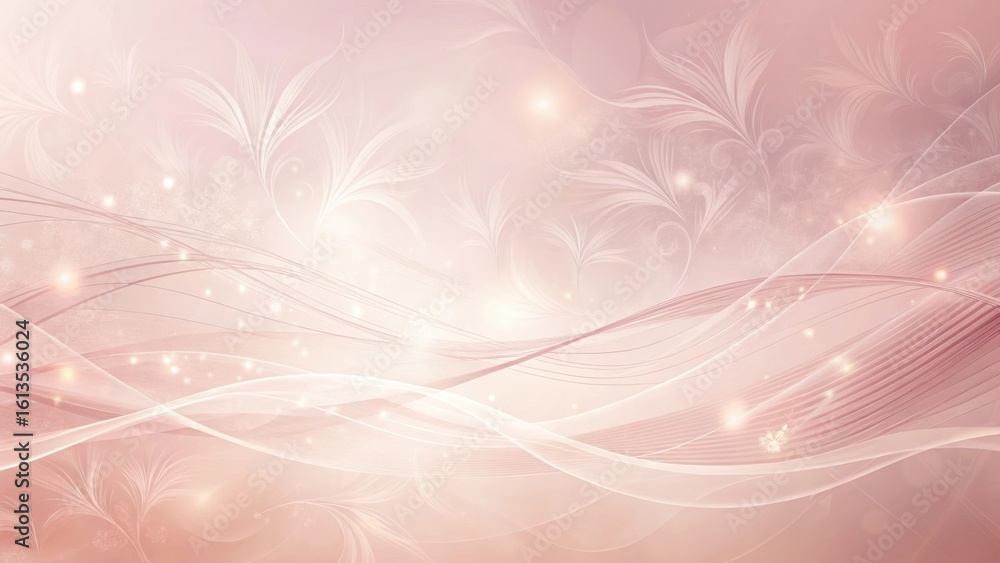 Serene Blush Hues An Abstract Composition of Delicate Waves, Glimmering Lights, and Elegant Floral Motifs Serene Blush Hues An Abstract Composition of Delicate Waves, Glimmering Lights, and Elegant Floral Motifs