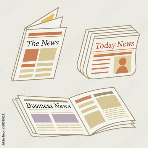 3D Folded Newspaper Icons Collection