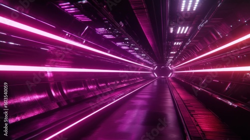 Wallpaper Mural Abstract futuristic neon pink tunnel Torontodigital.ca