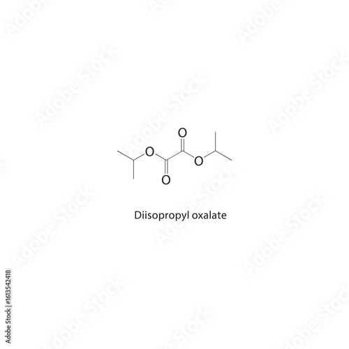 Diisopropyl oxalate skeletal structure. Oxalate Ester compound schematic illustration. Simple diagram, chemical formula.