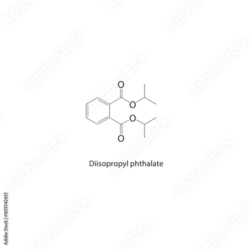 Diisopropyl phthalate skeletal structure. Phthalate Ester compound schematic illustration. Simple diagram, chemical formula.