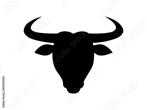 silhouette illustration of a bull's head with strong horns