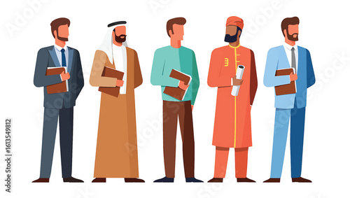 Vector illustration of a diverse and multicultural business team