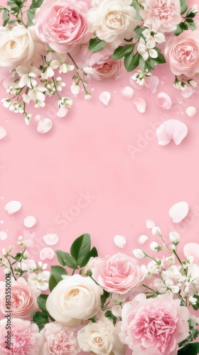 Wallpaper Mural Lovely floral arrangement with soft pink background featuring roses and blooms for decoration Torontodigital.ca