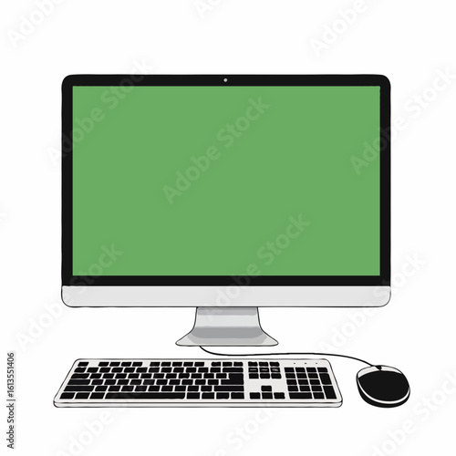 computer monitor with green screen
