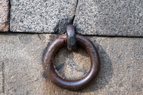 Iron ring in a granite wall.