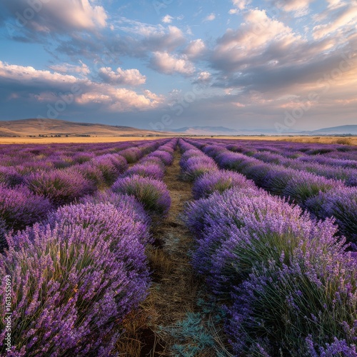 Wallpaper Mural Expansive Lavender Fields Under Dramatic Sunset Sky in Provence Torontodigital.ca