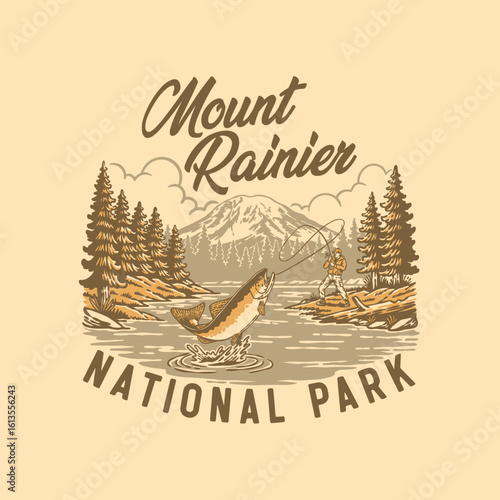 Vintage Mount Rainier national park badge design