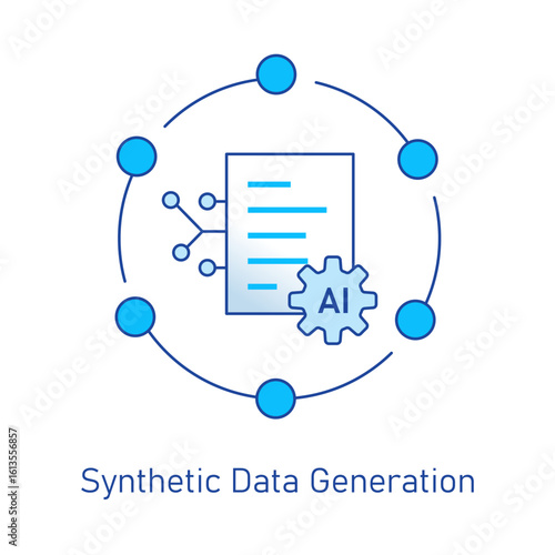 AI-generated data, synthetic dataset creation, artificial data system icon