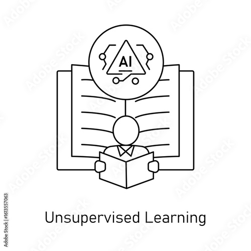 Unsupervised learning, AI model, deep learning, unlabeled data, clustering analysis vector