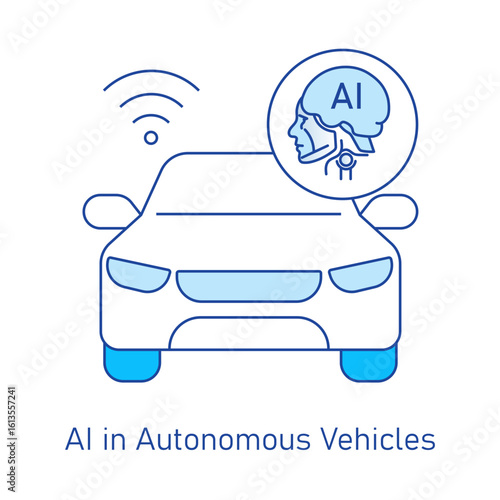 Autonomous driving AI, vehicle intelligence, car automation icon