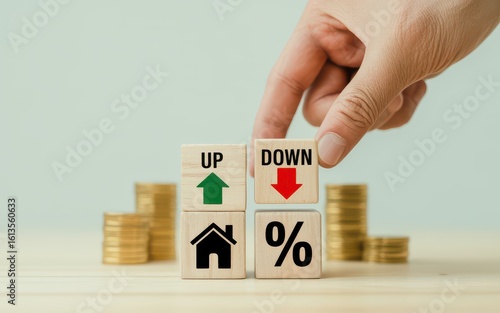 Financial Growth and Decline Real Estate Market Trends with Up and Down Arrows