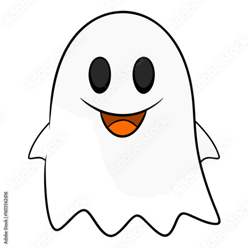 Cute Cartoon Ghost Halloween PNG – Bold Simple Illustration for Kids & Decor