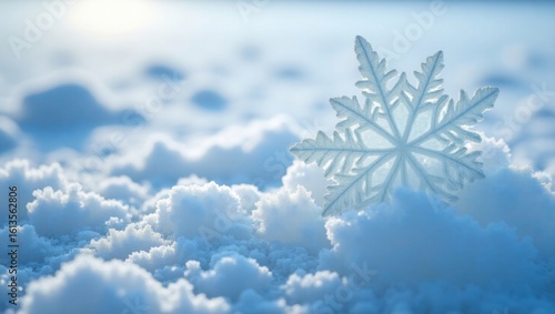Delicate White Snowflake in Blue Winter Snow image