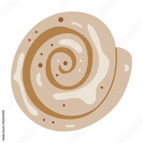 Sweet cartoon cinnamon roll with icing. Perfect for bakery, breakfast, and comfort food designs.