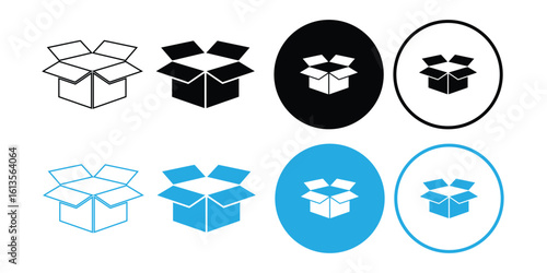 open box icon set vector on white background.