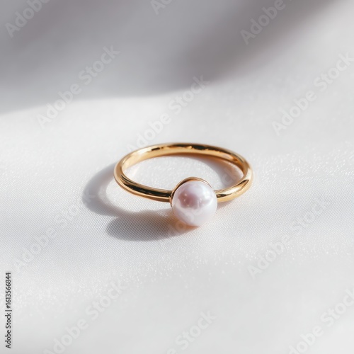 Delicate gold ring with a single pearl