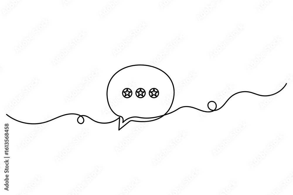 Obraz premium Speech bubble continuous one line drawing of isolated outline vector icon