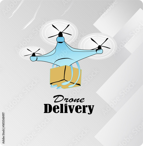 Unmanned Aircraft System (UAV) Quadcopter Drone Carrying Food Packages