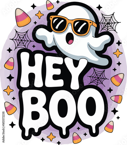 hey boo halloween graphic design