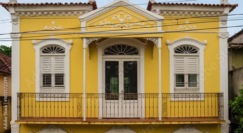 facade of a building with classical or colonial portuguese architecture 