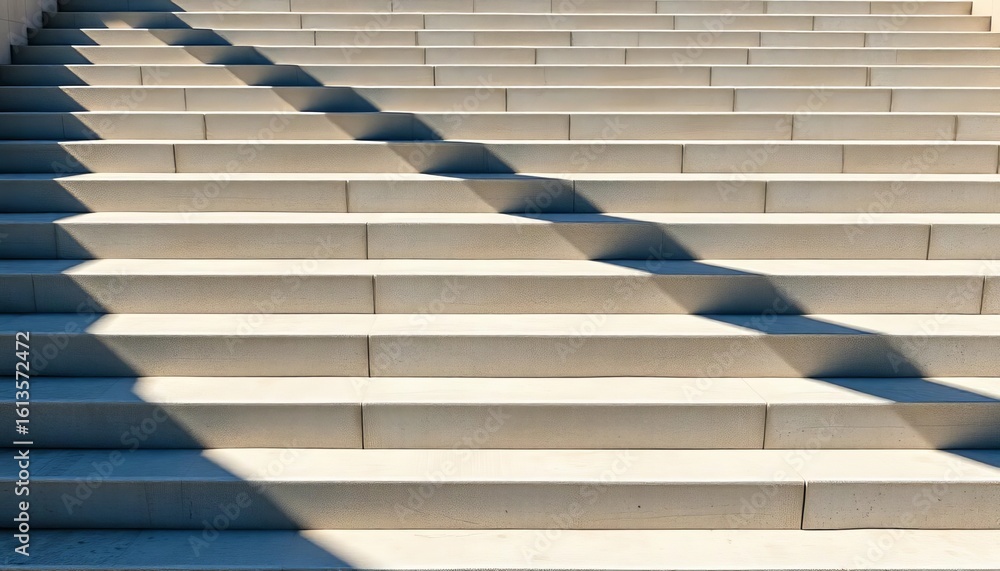 Obraz premium Symmetrical concrete stairs cast sharp edged shadows, minimalist design, contrast, geometric shapes