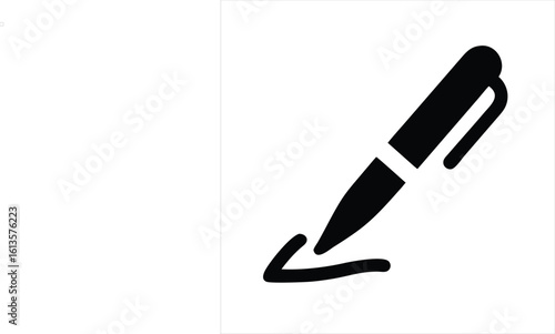 Pen signature flat icon on white background