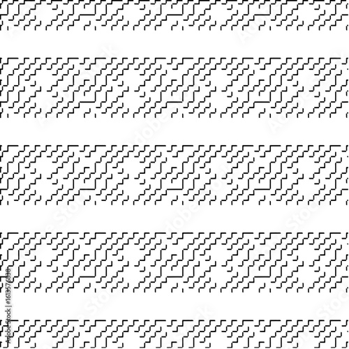 3d relief tiles.Vector pattern with symmetrical elements. Modern stylish abstract texture. Repeating tiles from striped elements. Black and white pattern.