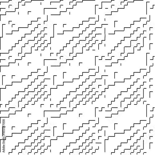  3d relief tiles.Vector pattern with symmetrical elements. Modern stylish abstract texture. Repeating tiles from striped elements. Black and white pattern.
