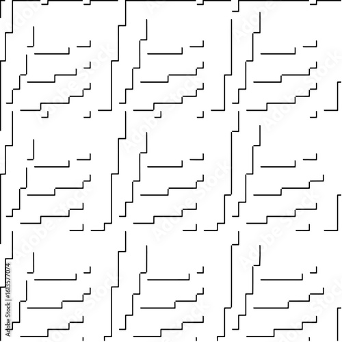 3d relief tiles.Vector pattern with symmetrical elements. Modern stylish abstract texture. Repeating tiles from striped elements. Black and white pattern.