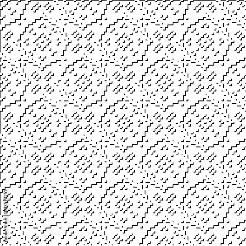  3d relief tiles.Vector pattern with symmetrical elements. Modern stylish abstract texture. Repeating tiles from striped elements. Black and white pattern.