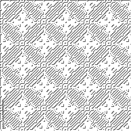  3d relief tiles.Vector pattern with symmetrical elements. Modern stylish abstract texture. Repeating tiles from striped elements. Black and white pattern.
