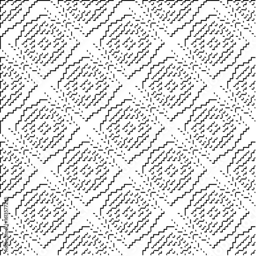 3d relief tiles.Vector pattern with symmetrical elements. Modern stylish abstract texture. Repeating tiles from striped elements. Black and white pattern.